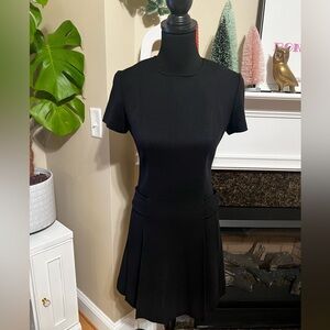 1960s Vintage Black Dacron & Wool Dress